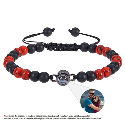 Customized Personalized Frosted Stone Photo Projection Bracelet, Customized Photo Projection Bracelet Festival Gifts