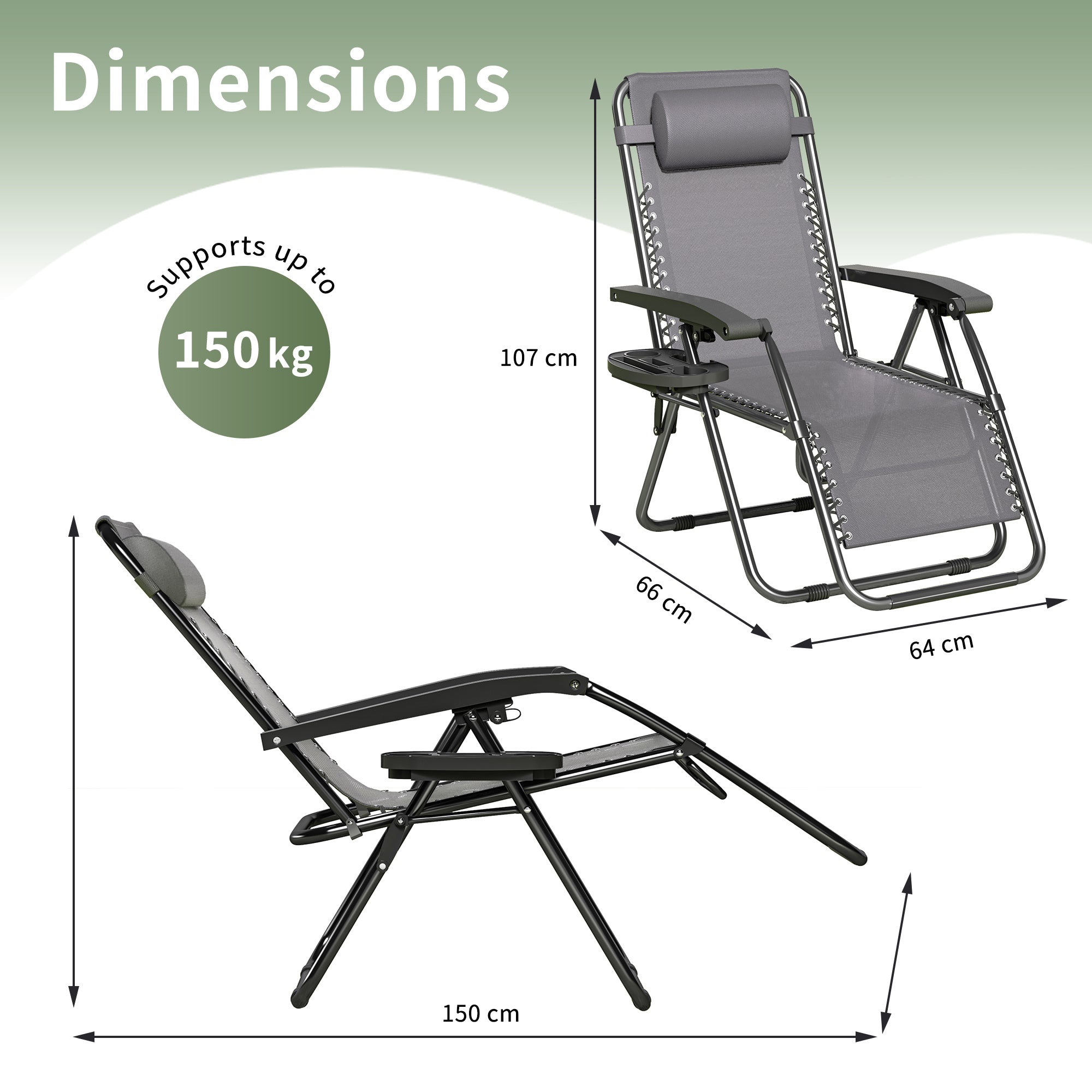 Zero Gravity Reclining Garden Chair with Cup Holder
