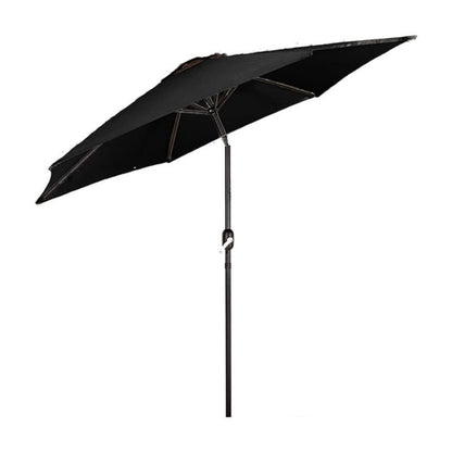 Groundlevel Garden Parasol Umbrella Sunshade Polyester Canopy Iron Frame With Crank Handle