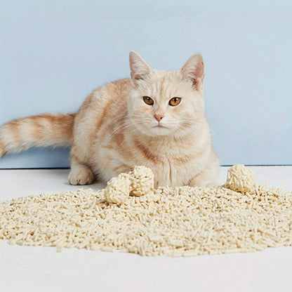 Tofu Cat Litter Clumping 2.4kg 6L – Toilet Flushable, Fast Clumping 2mm Pellets, Low Dust & Odour Control, Natural Plant-Based Cat Litter for Indoor Cats