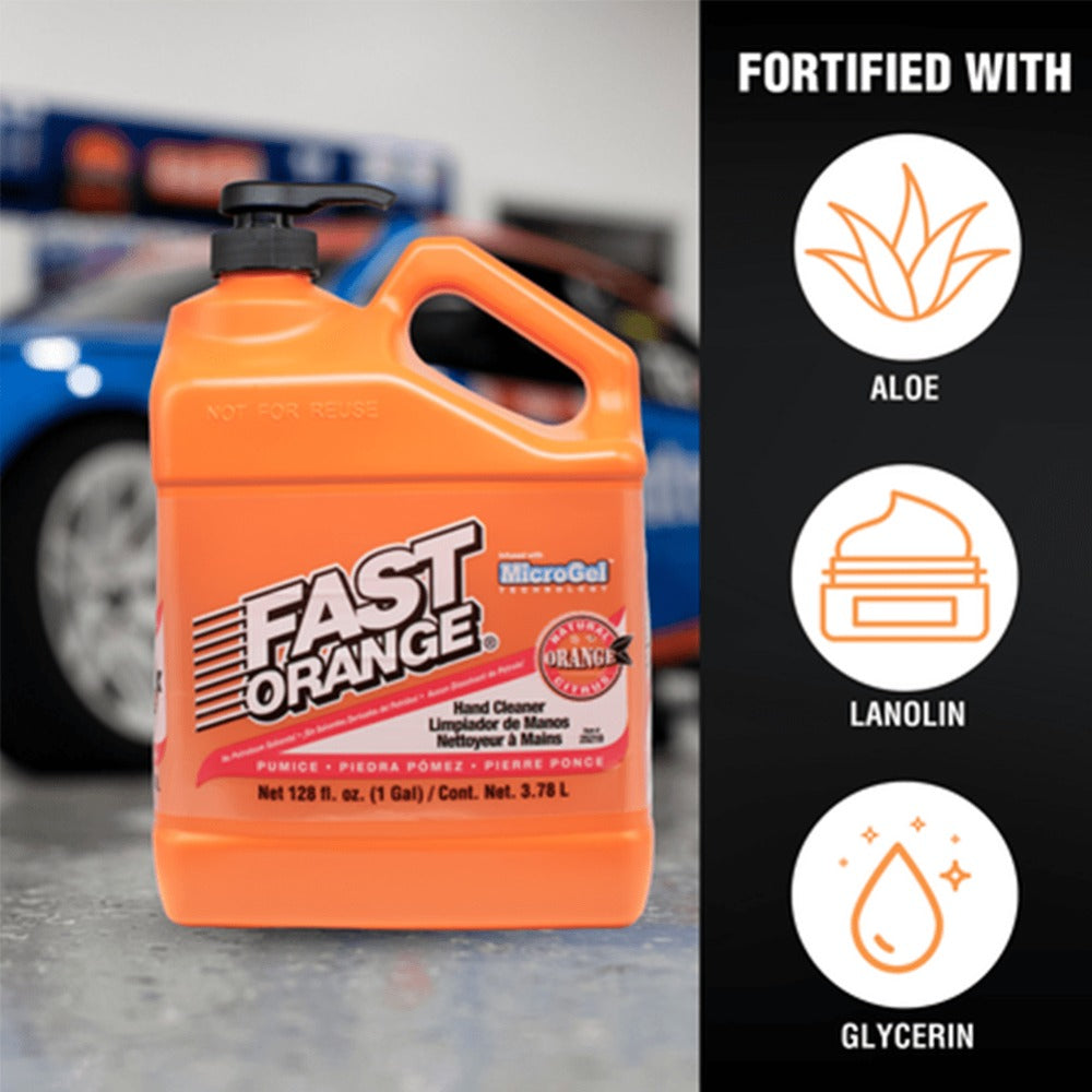 Permatex Fast Orange Pumice Lotion Hand Cleaner 3.7 Litre – Waterless Citrus Scrub for Mechanics, Garage & Workshop – Removes Grease, Oil & Tar, Skin-Safe Formula UK