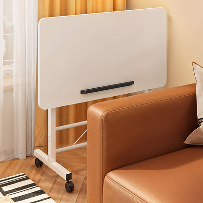1pc Lifting Laptop Desk with Wheels, Foldable Desk, Minimalist Bedside Table, Sofa Side Table, Movable, Metal Bracket, Sturdy and Durable, White, 40*60*60-89cm