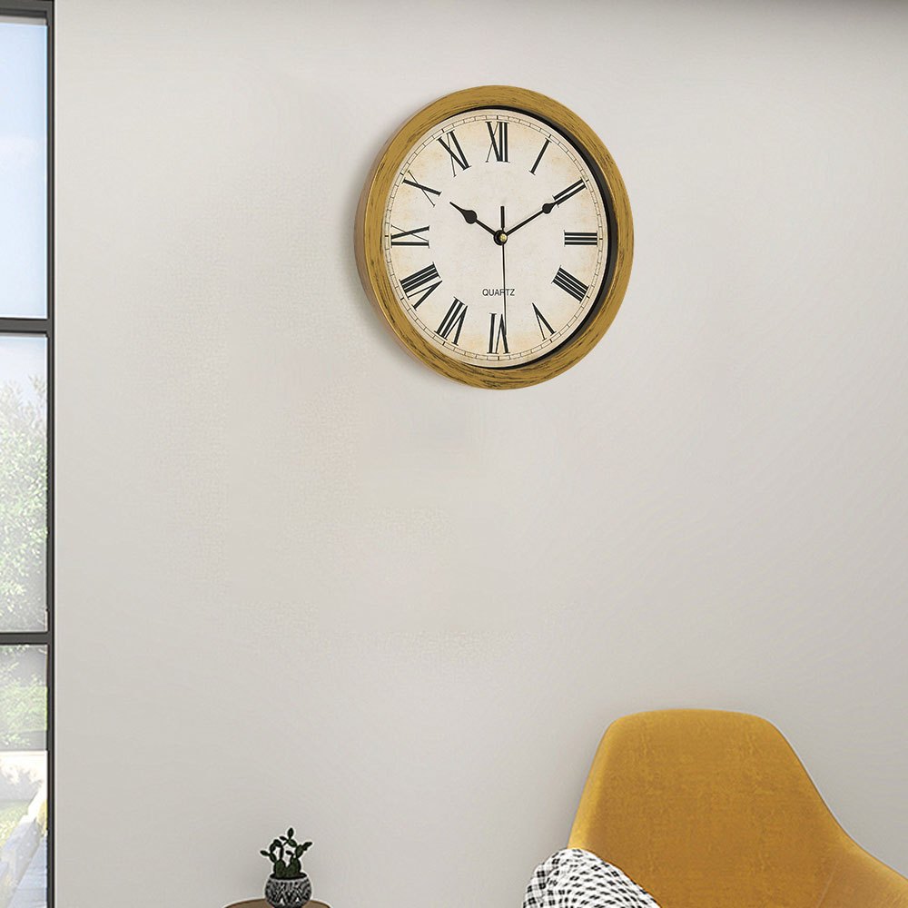 1PC multi-functional clock wall clock with fun thick frame and durable gold/white clock, 25*25*7CM