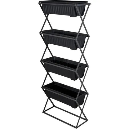 4 Tier Vertical Strawberry & Herb Planter – Raised Garden Beds With 4 Removable Raised Planter Trays, Foldable Structure, Outdoor Indoor Planter Stand For Flowers, Vegetables and Herbs