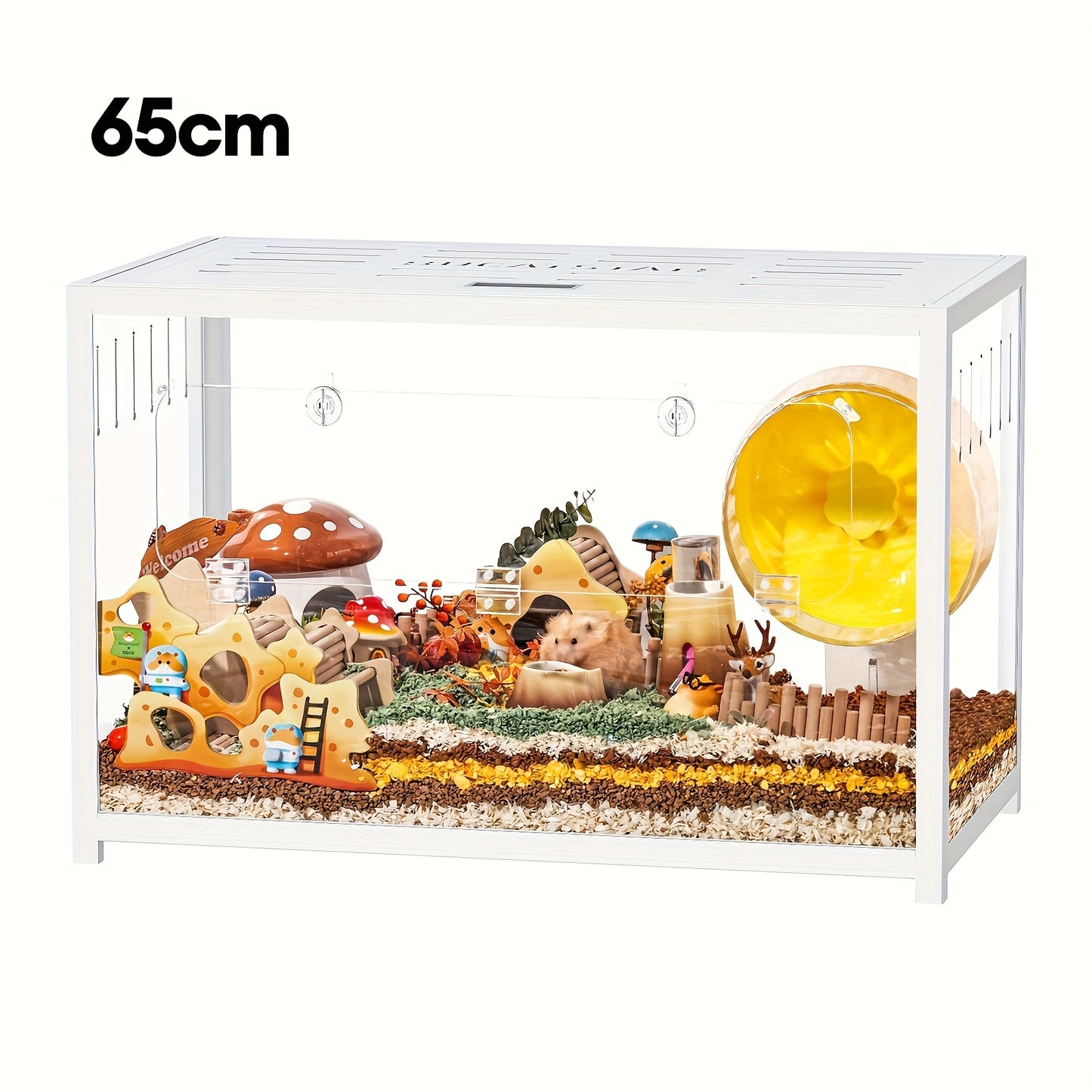 BUCATSTATE Metal Hamster Cage 2.0, Large Stackable Small Animal Habitat with Deep Burrow, Easy Assembly, for Dwarf and Syrian Hamsters Guinea Pigs Gerbils Reptiles, 65/80/100Cm, Free Random Color 20L Paper Bedding