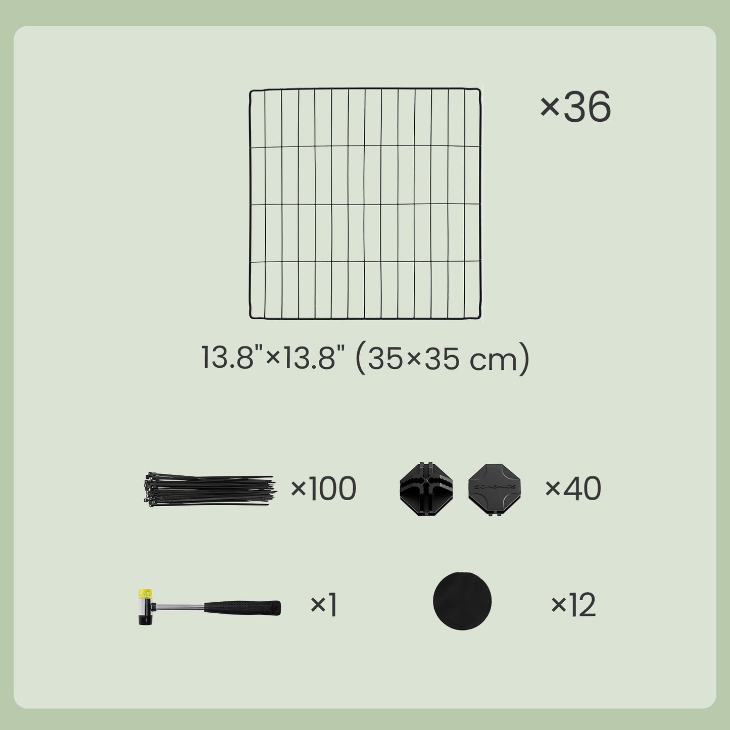 2-Floor Metal Pet Playpen, 36 Grid Panels, Customisable Cage Enclosure for Small Animals, Guinea Pigs Hamster Runs, Rabbit Hutches, Includes Mallet, Indoor, 143 x 73 x 71 cm, White/Black