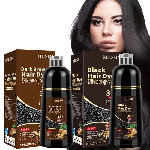 Hair Dye Shampoo For Grey Hair, 500ML Herbal Natural Hair Dye 3 In 1, Instant Hair Colour Shampoo, Hair Shampoo, Hair Dye Hair Color Shampoo Coloring In Minutes For Women Men