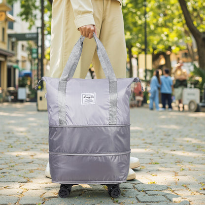 Travel Duffle Bag with Removable Wheels, Luggage, Suitcases, Expandable Sports Gym Bag for Women Men, Dry Wet Holdall Luggage Weekend Overnight Bags for Swimming