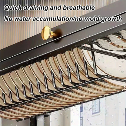 1Set Over The Sink Dish Drying Rack, Multi-Functional Kitchen Countertop Organizer, Kitchen Sink Shelf Dish Rack with Cover, Space-Saving for Dishes And Utensils, Kitchen Organization