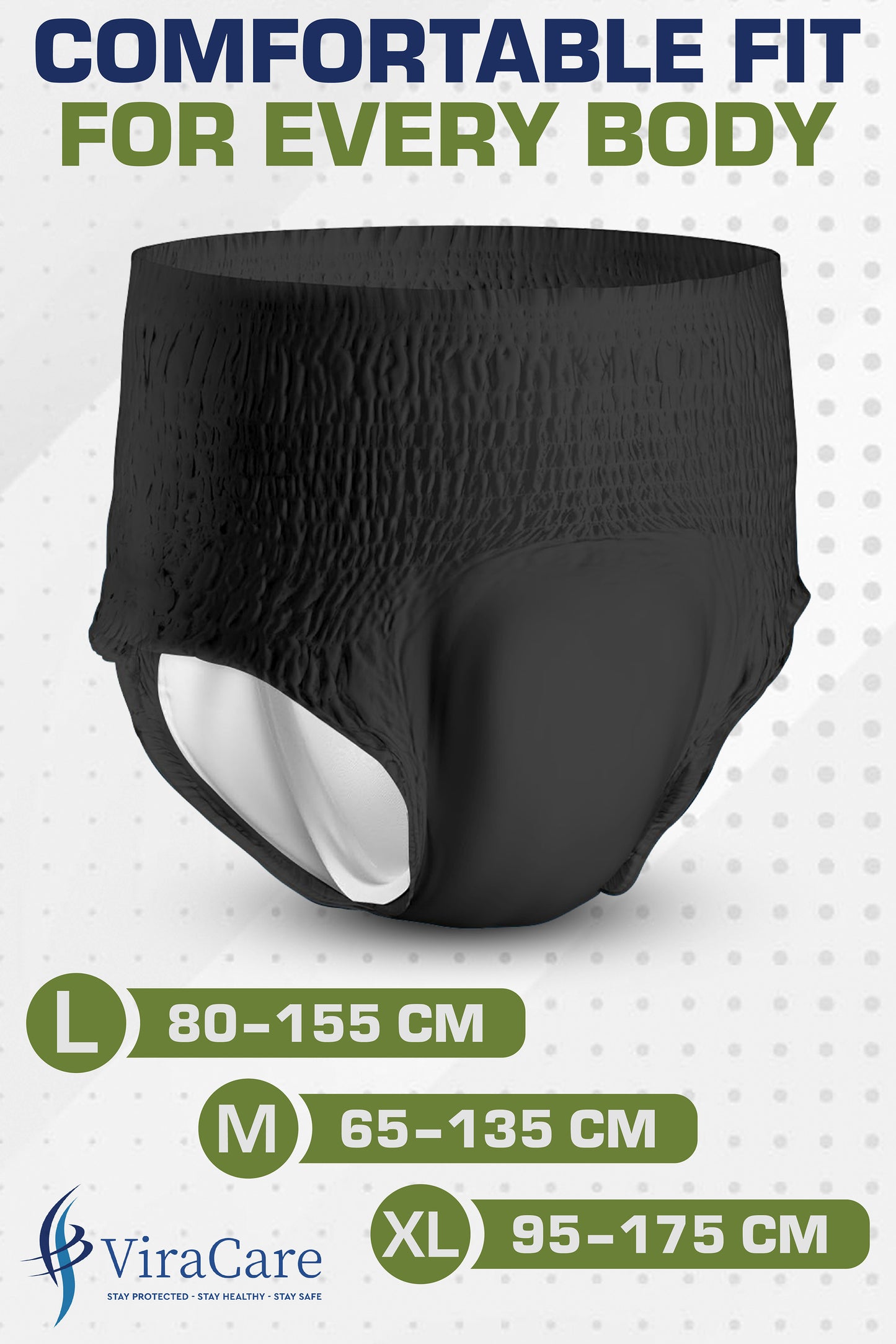 12 x Black Pull Up Pants Women & Men | Super Pull Up Pants | Adult Nappies | High Absorption and Soft-Stretch Waistband | Size S, M, L, XL | (1 Pack of 12)