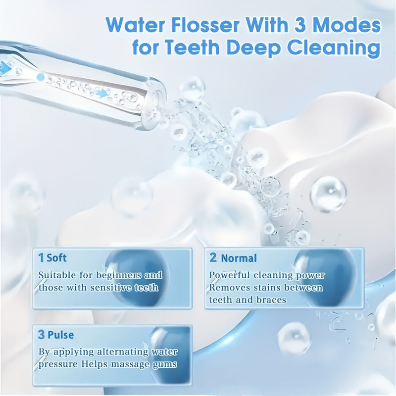 New High-Pressure Tooth Flusher + 4 Nozzles Free | Post-Dinner Savior, Ortho Braces Companion | 3 Modes, 360° Rotation, USB Charging | Perfect Family Gift
