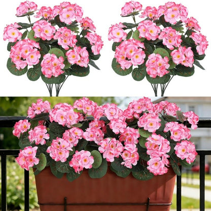 Set of 4 Uv-Resistant Geranium Flowers for Home And Garden Decoration