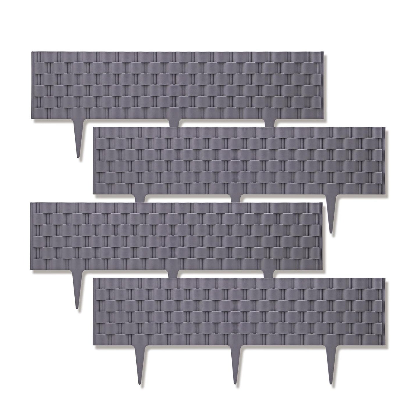 Garden Fencing Set, 4pcs Faux Rattan Effect Plastic Edging, Durable and Weather-Resistant Border for Lawn, Flowerbed, Patio, Driveway, Landscaping Decoration, Easy-to-Install Garden Edging Panels, Decorative Outdoor Fence for Lawn Protection, 2.38m Covera