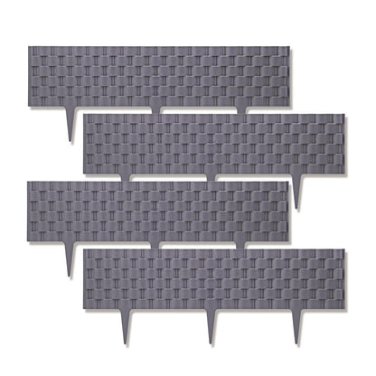 Garden Fencing Set, 4pcs Faux Rattan Effect Plastic Edging, Durable and Weather-Resistant Border for Lawn, Flowerbed, Patio, Driveway, Landscaping Decoration, Easy-to-Install Garden Edging Panels, Decorative Outdoor Fence for Lawn Protection, 2.38m Covera