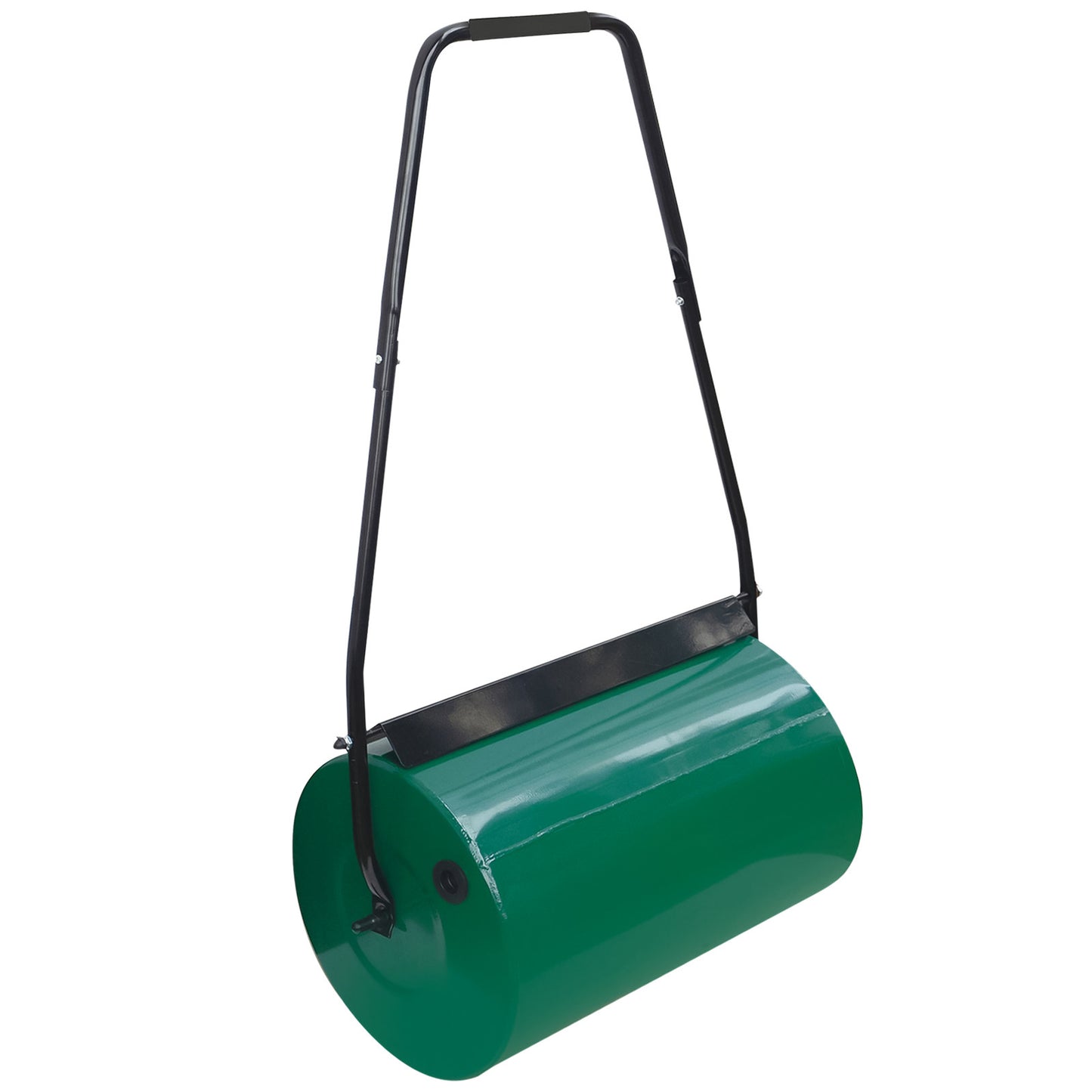 Heavy Duty Garden Grass Lawn Roller - Large Water or Sand Filled Drum, Galvanized Steel Construction, Scraper Bar & Collapsible Handle for Levelling Uneven Ground - Green