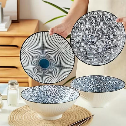 4pcs Ceramic Plates Set, 20.5 cm - Italian Pasta Bowls，Elegant Round Dinner Plates with Delicate Patterns, Durable and Easy to Clean, Perfect for Home, Dorm, Kitchen, Restaurant - All-Season Use, Kitchen Essential, Fashionable Tableware, High-Quality Dish