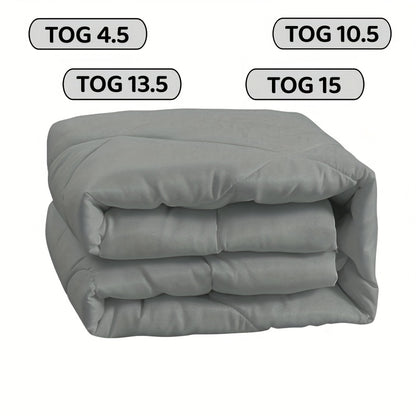 All Seasons Quilted Comforter Tog 4.5 10.5 13.5 15 Breathable Lightweight Summer to Extra Warm Winter Quilt for Home Room Christmas Bedding Sofa Decor, Single, Double, King, Super King Grey,