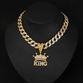 Crown & KING Cuban Chain Pendant Necklace
