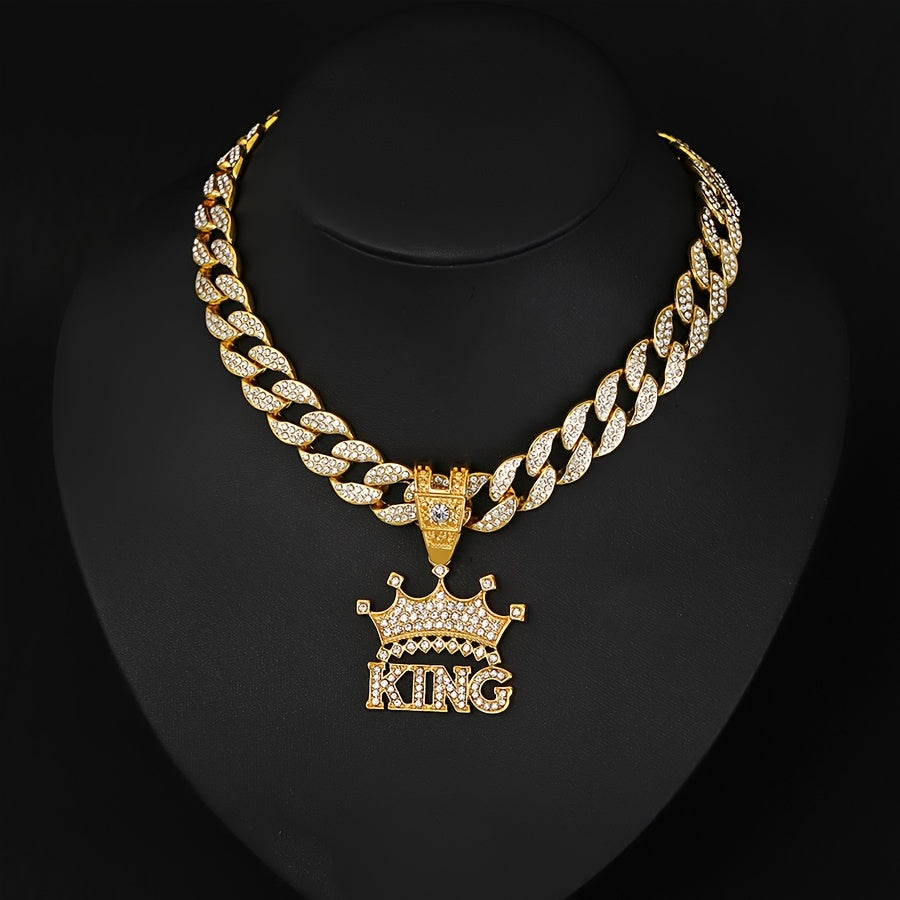 Crown & KING Cuban Chain Pendant Necklace