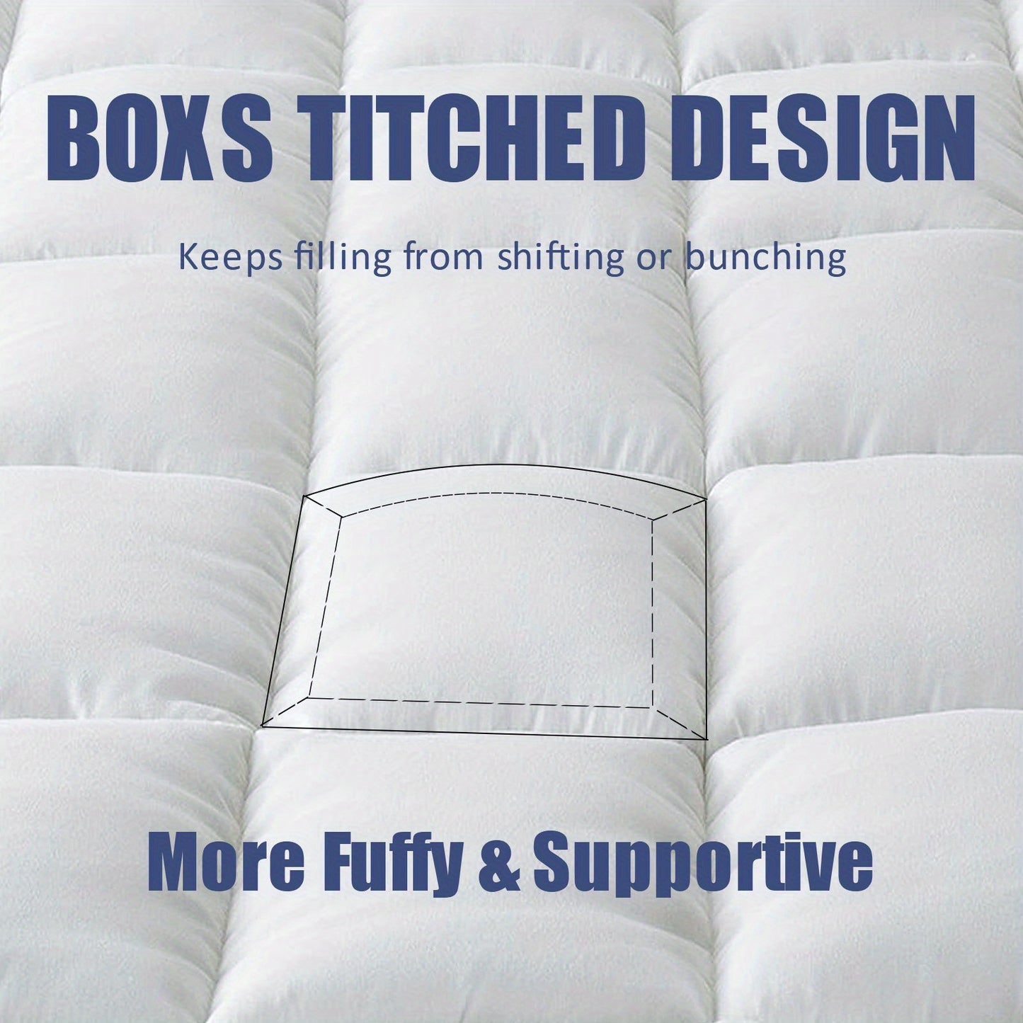 10cm Hotel Quality Mattress Topper | Summer Cooling Super Soft with 1000GSM Hollowfiber Filling | 4 Elasticized Corner Straps | White Blue Grey | Suitable for UK Single, Small Double 4ft, Double, King, Super King Size