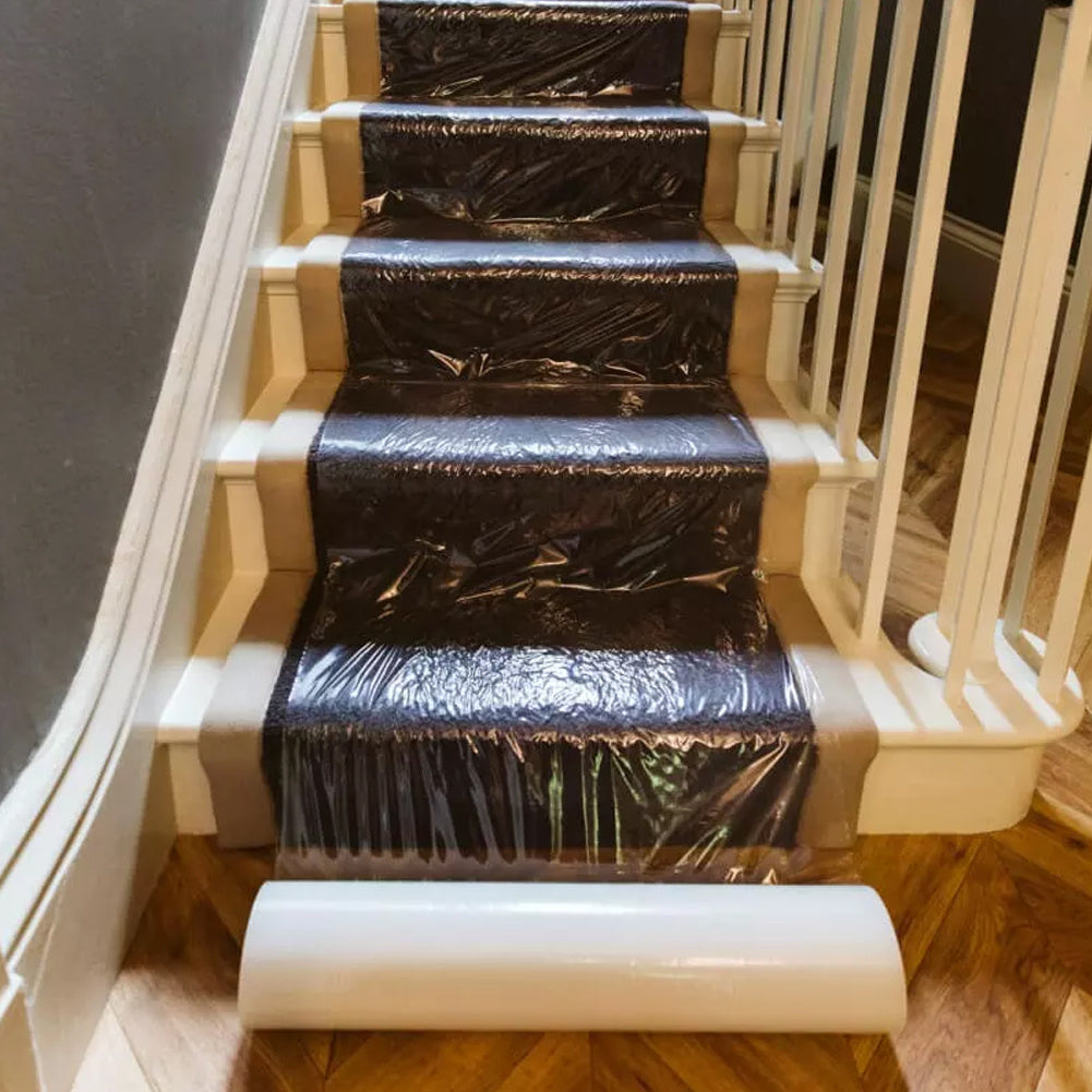 1Roll Self Adhesive Clear Carpet Protector Film Temporary Protecting Floor Dust Sheet Cover, Stairs Home Office Hotel Floor Carpet Protector Roll, Home Renovation Furniture Covering Film, 60cm*100m