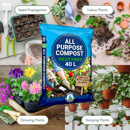 40/50L Peat Free Multi-Purpose Compost Mix for Outdoor Plants, Potting & Seed Starting