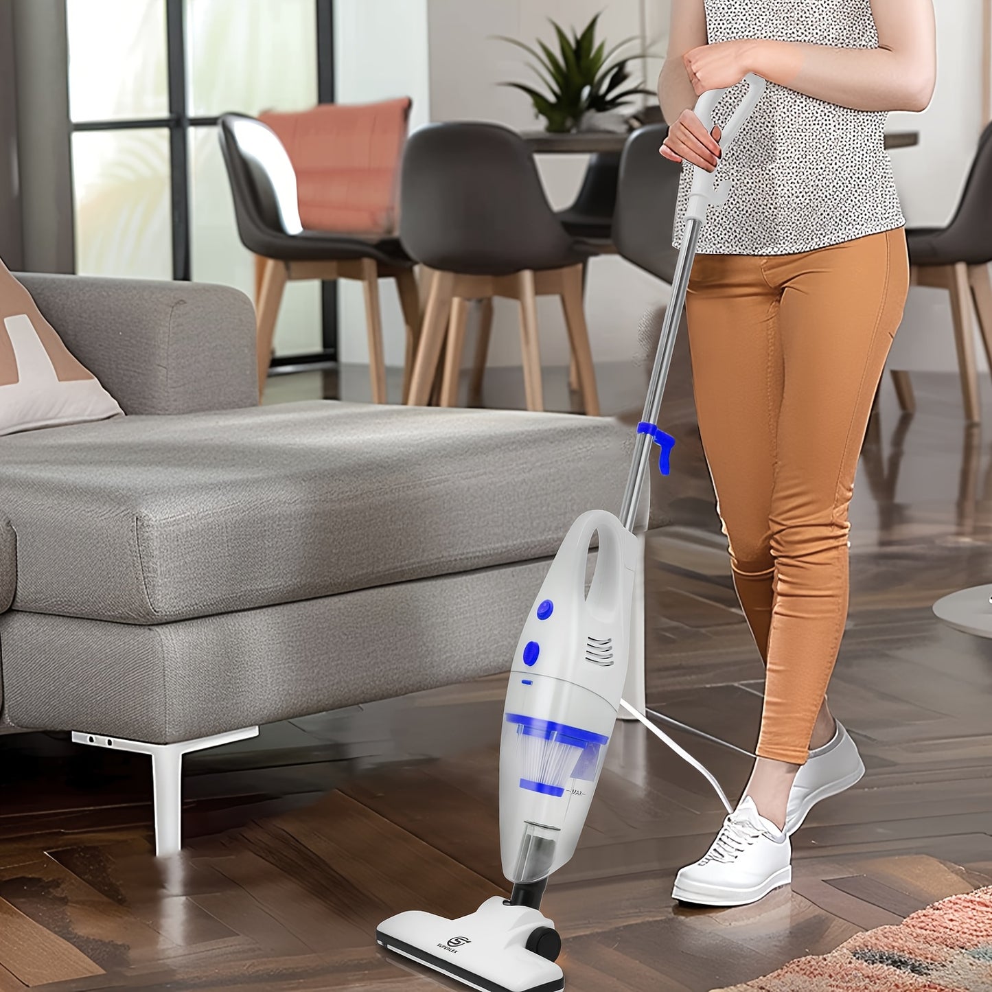SUPERLEX 600W Vacuum Cleaner with Cable 4-in-1 Upright Bagless Vacuum, Hand-held Stick Vacuum Cleaner 16Kpa Suction with HEPA Filter for Animal Hair, Carpet, Floor