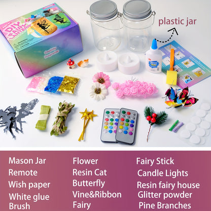 Creative DIY Fairy Lantern Craft Kit, Remote Control Mason Jar Fairy Light, Handmade Art Crafts for Girls, Parent-Child DIY Activity Set, Ideal Gift for Birthday, Party, Halloween And Christmas, Ages 6+