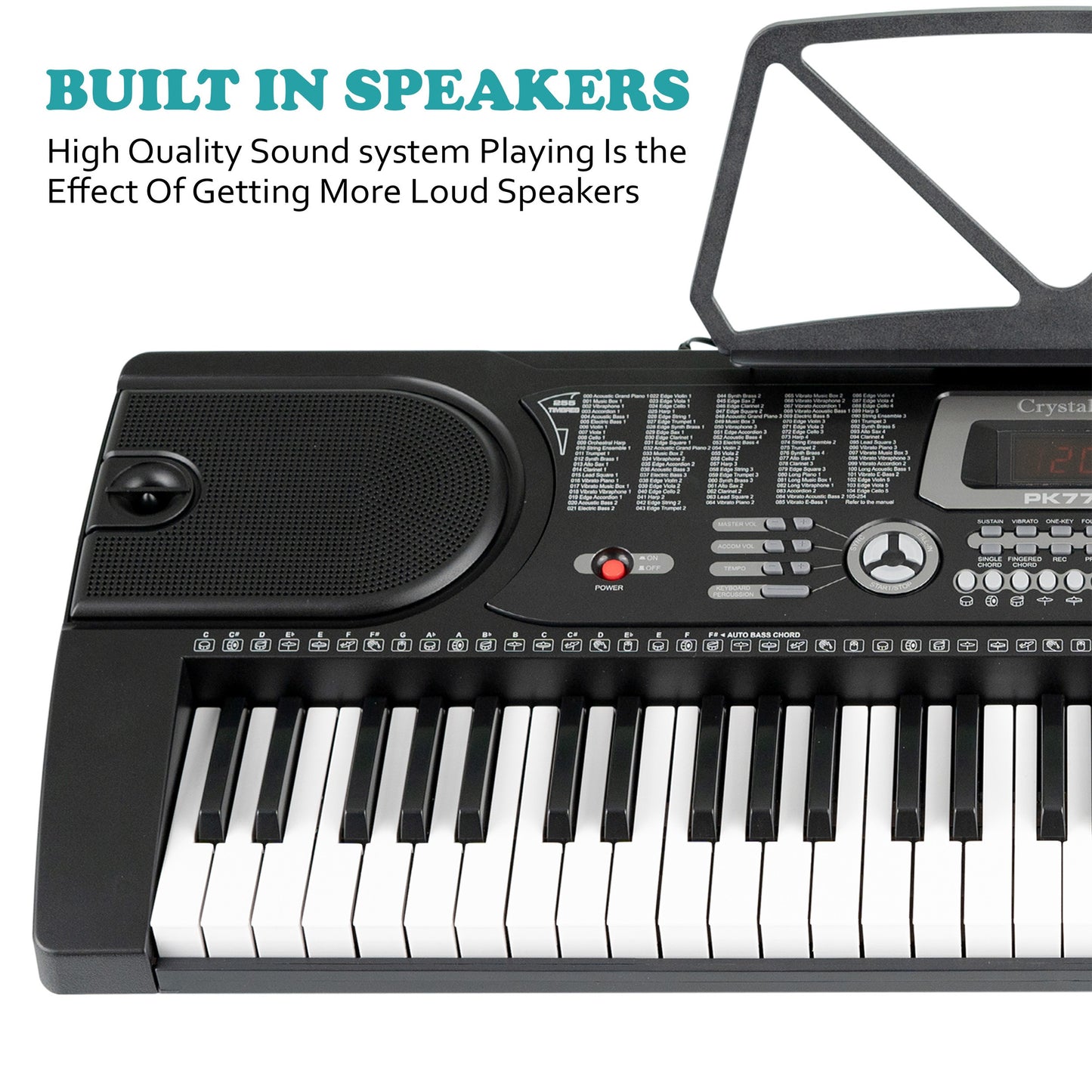 61 Keys Keyboard Piano, Digital Electric Piano for Adults, 24 Demonstration Songs, Teaching Music Instruments with Microphone