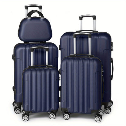 5-Piece ABS Hard Shell Luggage Set with Spinner Wheels – 12 16 20 24 28 Inch Suitcase Set, Lightweight Telescopic Handle, 5 Colours | Free UK Delivery