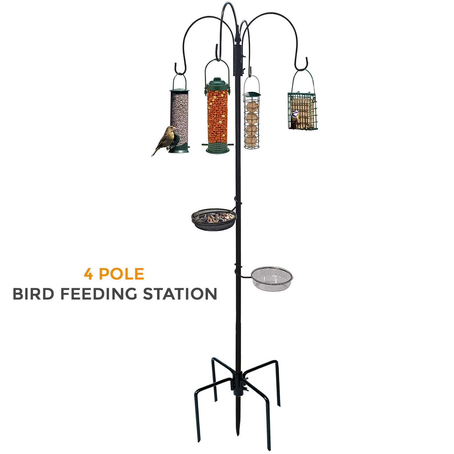 Wild Bird Feeding Station with Feeders Water & Seed Tray Perfect for Gardens Outdoor Feeder Table Ground Spike Base