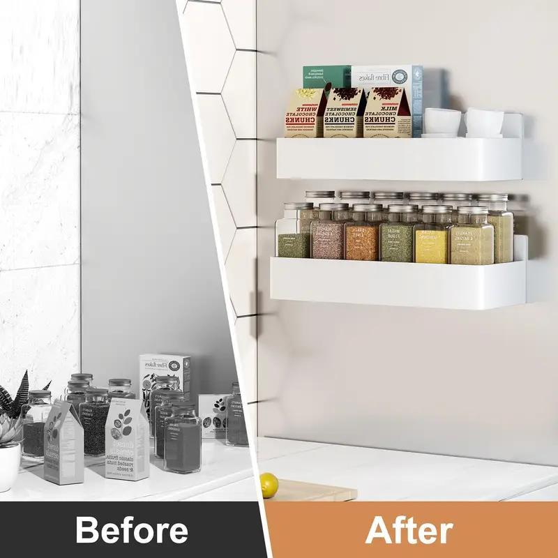 2-Pack Large Magnetic Plastic Storage Baskets, Suitable for Fridge, Microwave and Washing Machine - Multifunctional Kitchen Organizer with Spice Rack Holder on Refrigerator Side Panel Gap, Fridge Organizers And Containers, Fridge Storage, Fridge Accessori