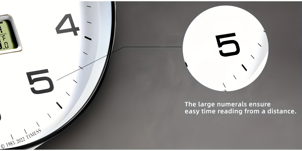 TIMESS Calendar Display Analog Wall Clock, 12/14 Inch 2-color Large Dial Silent, Can Display Perpetual Calendar And Fahrenheit Temperature, Bedroom, Office, School Decoration