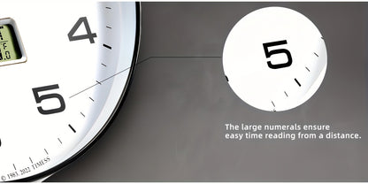 TIMESS Calendar Display Analog Wall Clock, 12/14 Inch 2-color Large Dial Silent, Can Display Perpetual Calendar And Fahrenheit Temperature, Bedroom, Office, School Decoration