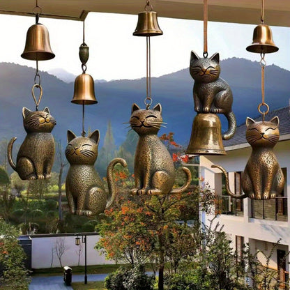 1pc Cat Wind Chime 2025 Unique Cat Garden Decor Outdoor Themed Statue Gifts