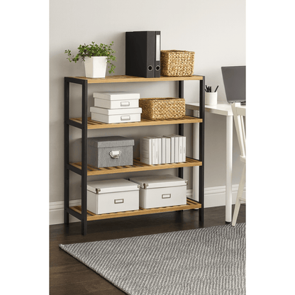 Neo 4-Tier Bamboo Shoe Rack Wooden Shoe Storage Organiser Shelf for Hallway, Entrance Living Room 67 x 70 x 25cm