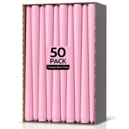 50-Pack Long Taper Candles, Unscented Dinner Candles, Suitable for Candle Holders, Elegant Ivory Taper Candles for Wedding Table Decor, Formal Dinners, and Romantic Decorations, Graduation Season Gifts, Gifting, Women's Preference