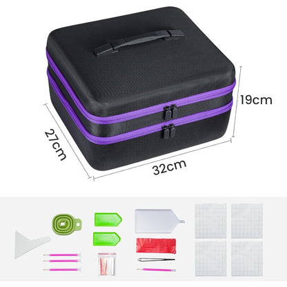 Diamond Painting Storage Box with 60 or 120 Screw-Top Bottles | 282-Piece Accessory Kit with Pens, Trays, Wax & Labels | Portable Diamond Art Organiser Case for Beads & Drills