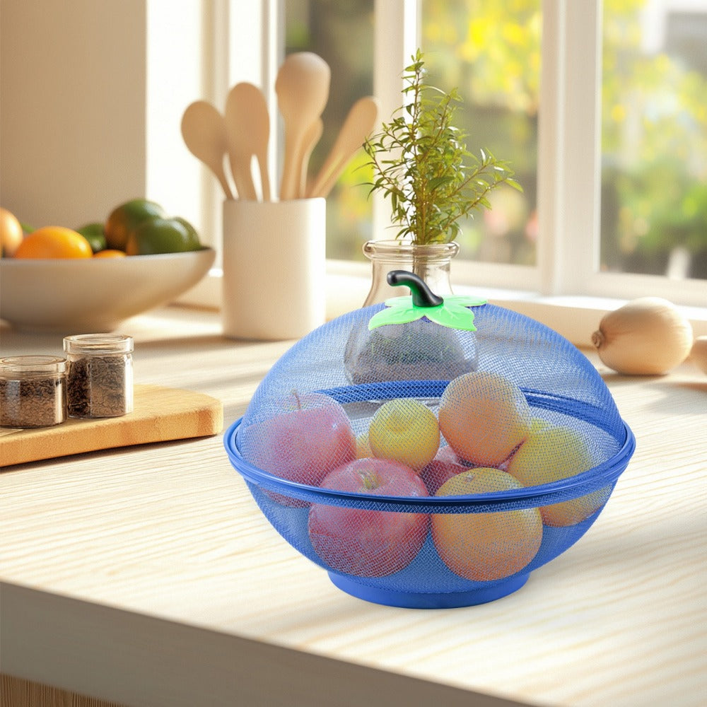 Apple Shape Wire Mesh Fruit Basket with Lid – Tabletop Vegetable & Produce Holder with Air Vents, Pest Guard & Drain Function for Kitchen Counter UK