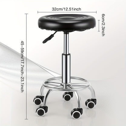 Adjustable Rolling Swivel Stool, Hydraulic Heavy Duty Drafting Chair Stool with Backrest, for Salon Office Therapist Beauty Spa Hairdressing Tattoo, 360-Degree Rolling Wheel, Black