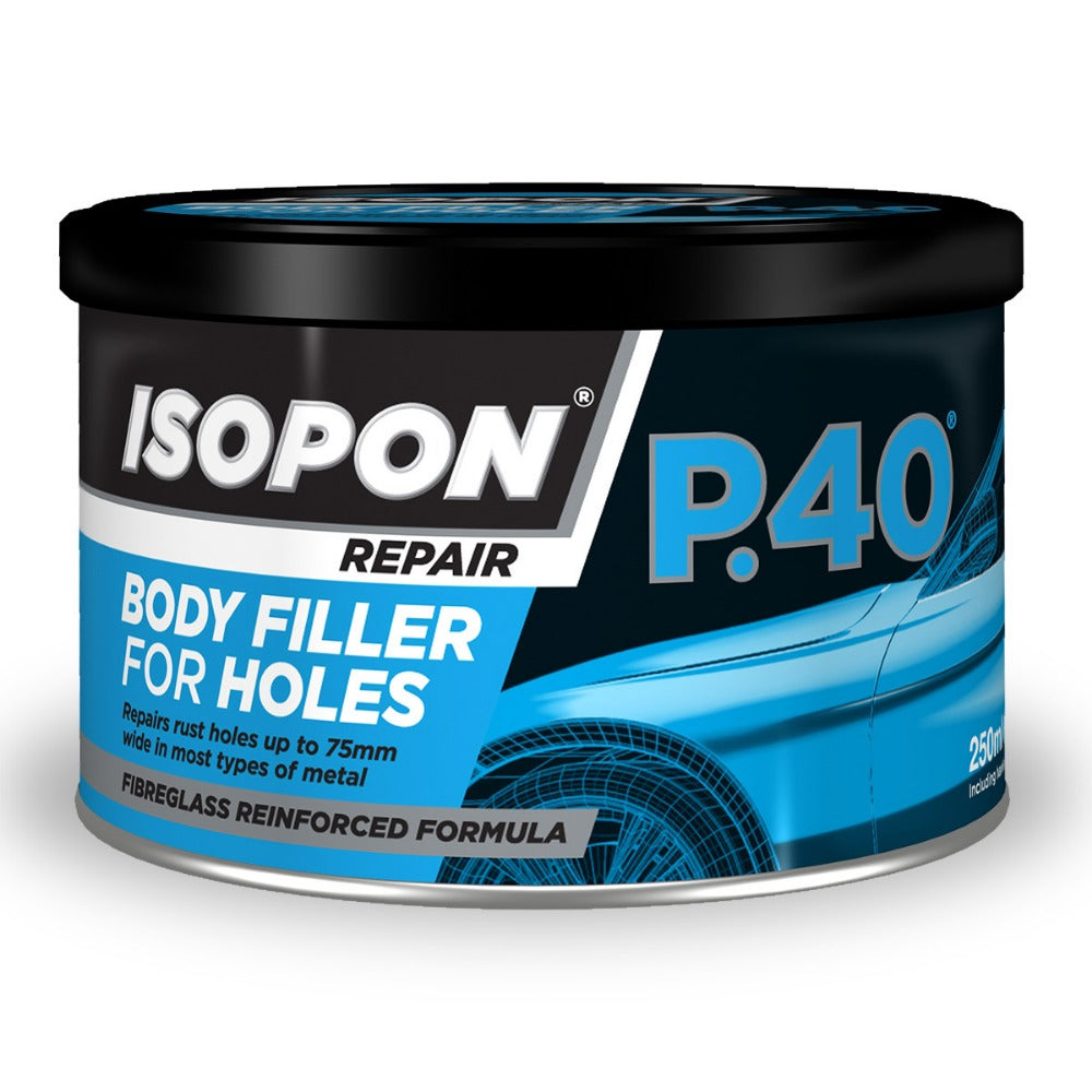 Car Body Filler UPOL ISOPON P38 Easy Sand 250ml Two Part Polyester Paste for Dents Scratches Holes Metal Aluminium GRP Paintable Smooth Finish