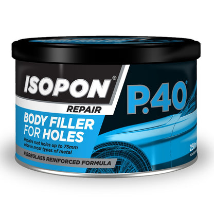 Car Body Filler UPOL ISOPON P38 Easy Sand 250ml Two Part Polyester Paste for Dents Scratches Holes Metal Aluminium GRP Paintable Smooth Finish