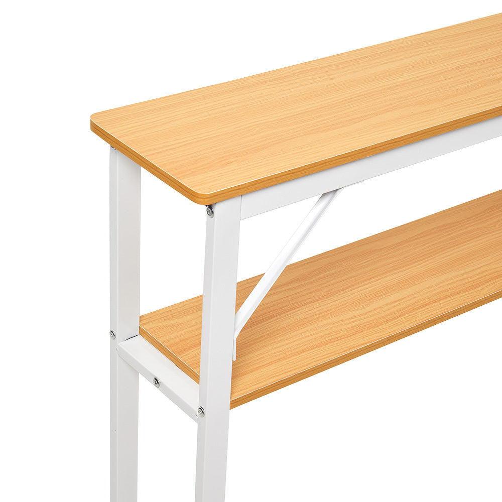 1pc Modern Simple Double Wall Long Narrow Table, Bedside Table At The Foot of The Bed, Long Table Behind The Sofa, and Long Storage Table with Seams, 80*20*100.2cm