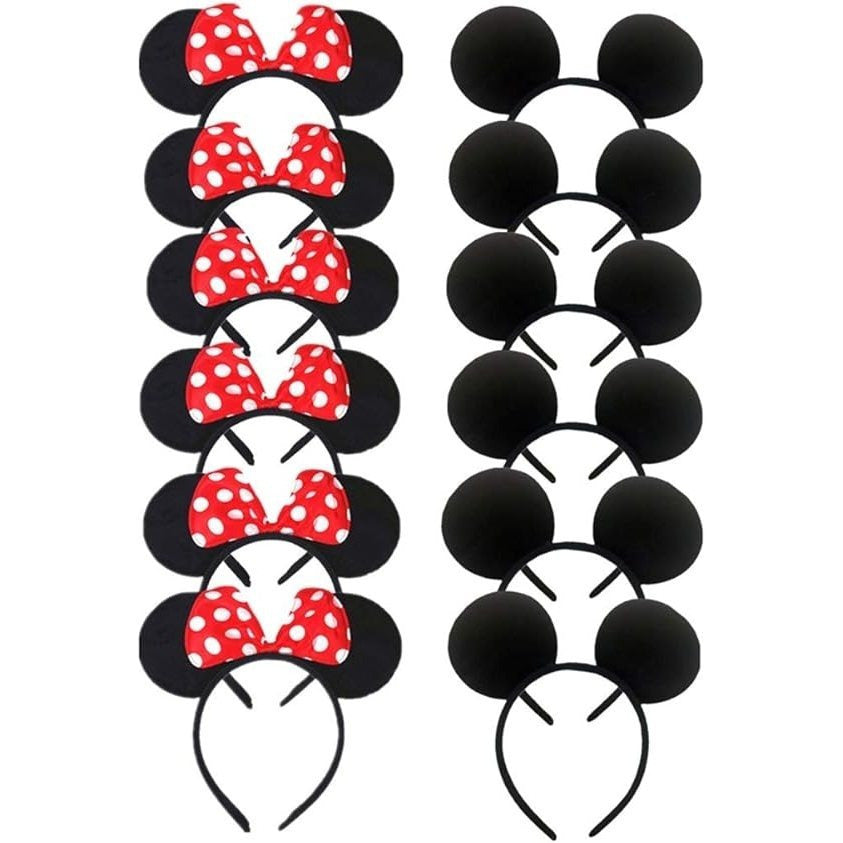 12 Pcs Mouse Ears Cartoon Headband for Birthday Halloween, Party Accessories, High Quality Material Headbands for Adults/Children Fancy Dress Costume Outfit Head Band Accessory Ears Headband