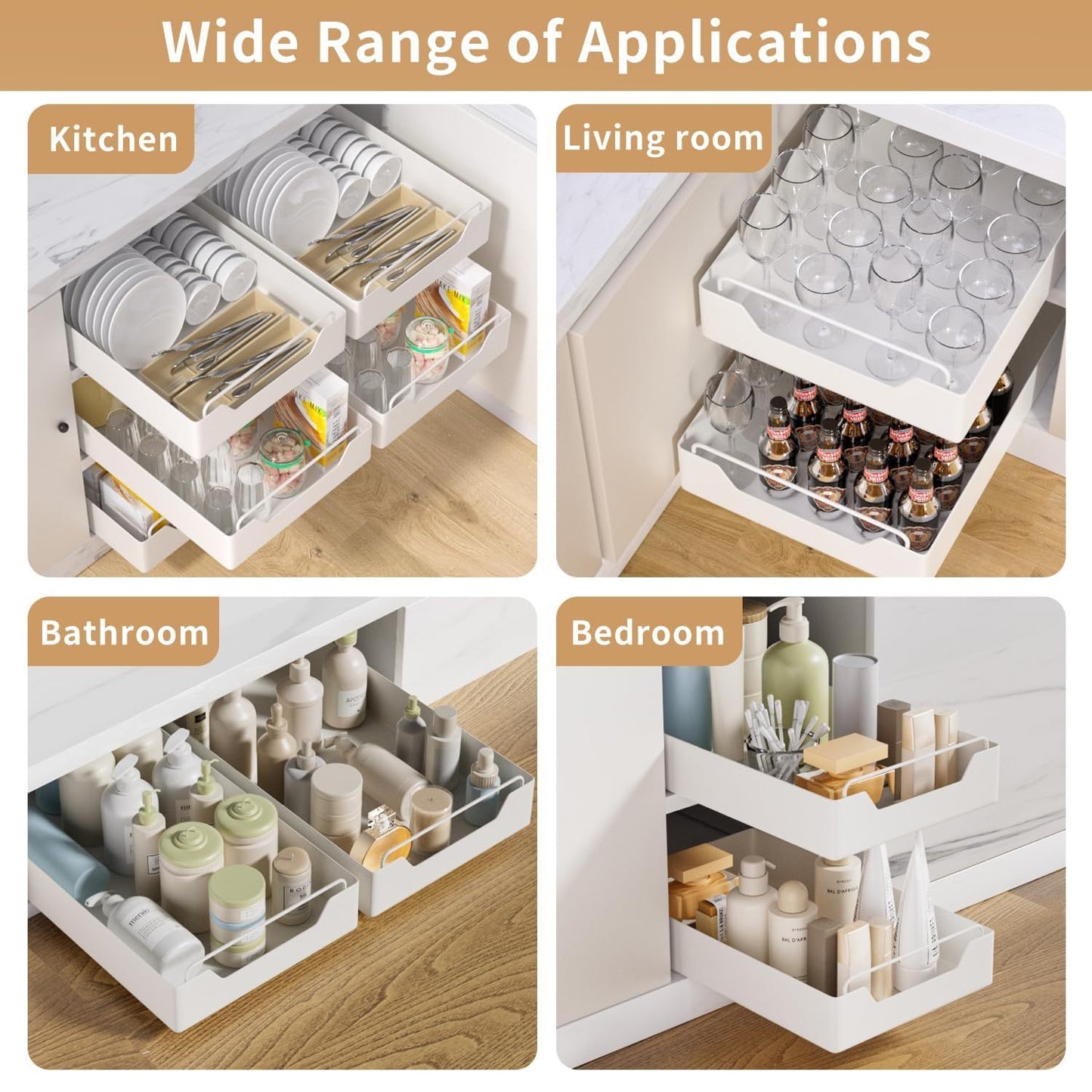 1/2pcs Pull Out Organizer, Multi-Functional Organizer, Fixed With Adhesive Nano Film, Easy To Store And Clean Built-In Drawer Design Storage Holder, For Kitchen And Bathroom, Home Organizers And Storage, Home Supplies