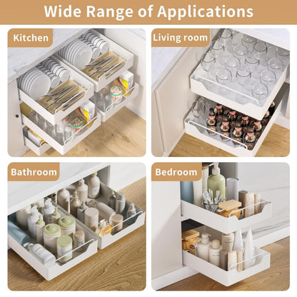 1/2pcs Pull Out Organizer, Multi-Functional Organizer, Fixed With Adhesive Nano Film, Easy To Store And Clean Built-In Drawer Design Storage Holder, For Kitchen And Bathroom, Home Organizers And Storage, Home Supplies
