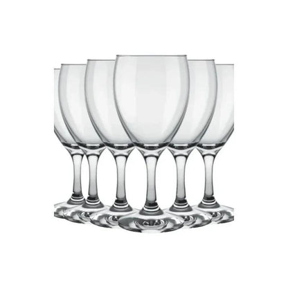 Set of 6 Glass Water Goblets - 10oz Stemmed All-Purpose Wine Glasses | Clear Glass Juice & Soda Chalice Duo | Dishwasher Safe Elegant Glassware for Home Kitchen & Formal Dining