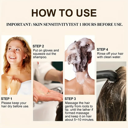 4-Color Hair Dye Shampoo (Black/Coffee/Deep Coffee/Chestnut) - Long-Lasting Gray Coverage & Natural Shine