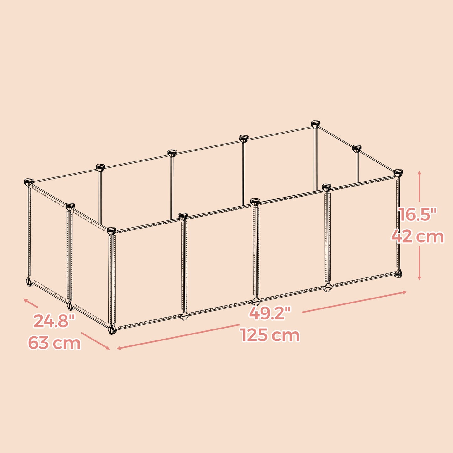 Pet Playpen, Pet Fence Indoor, Modular Animal Pen with Floor, for Hamsters, Rabbits, Hedgehogs, Ferrets