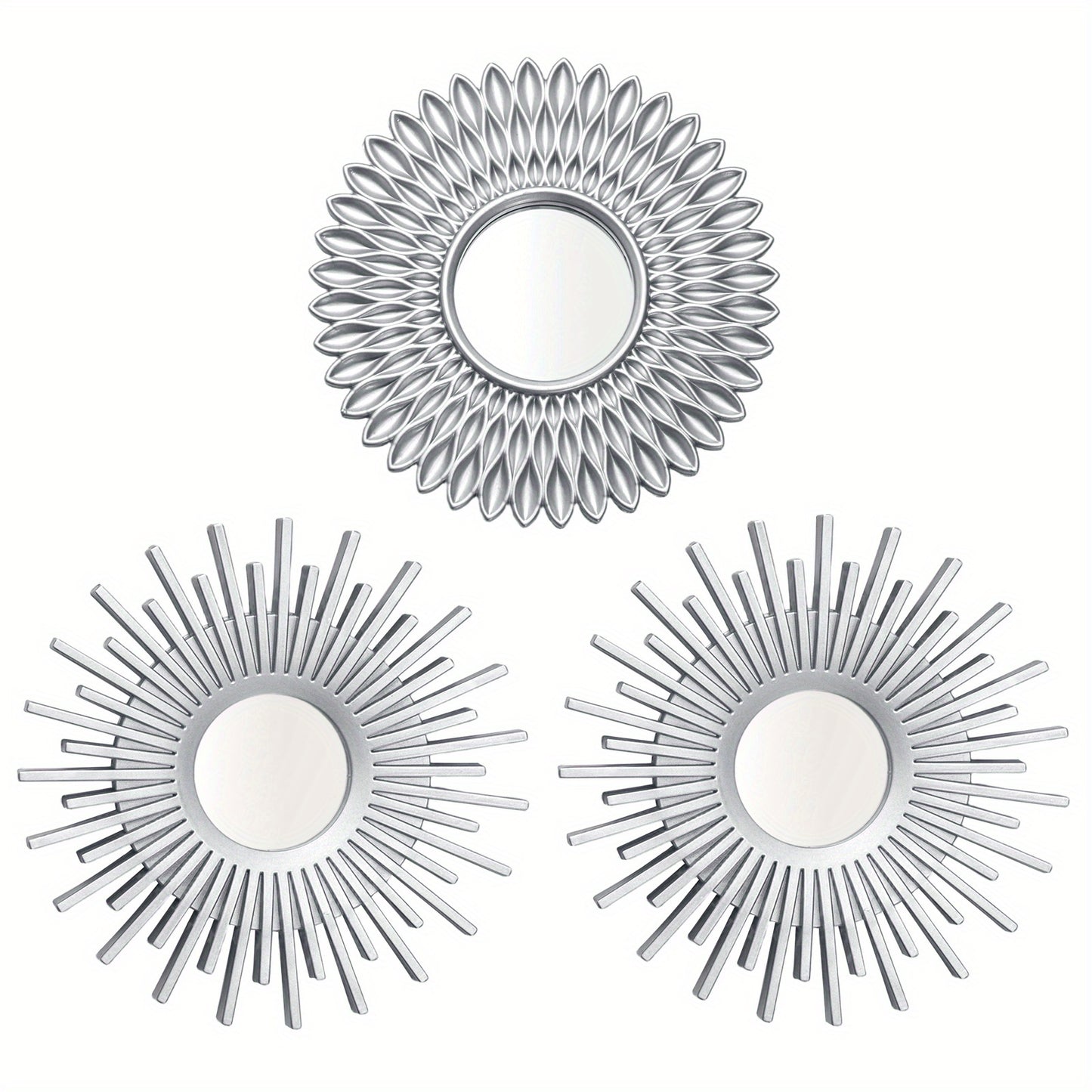 three-piece sunburst wall mirror set — feature detail 3